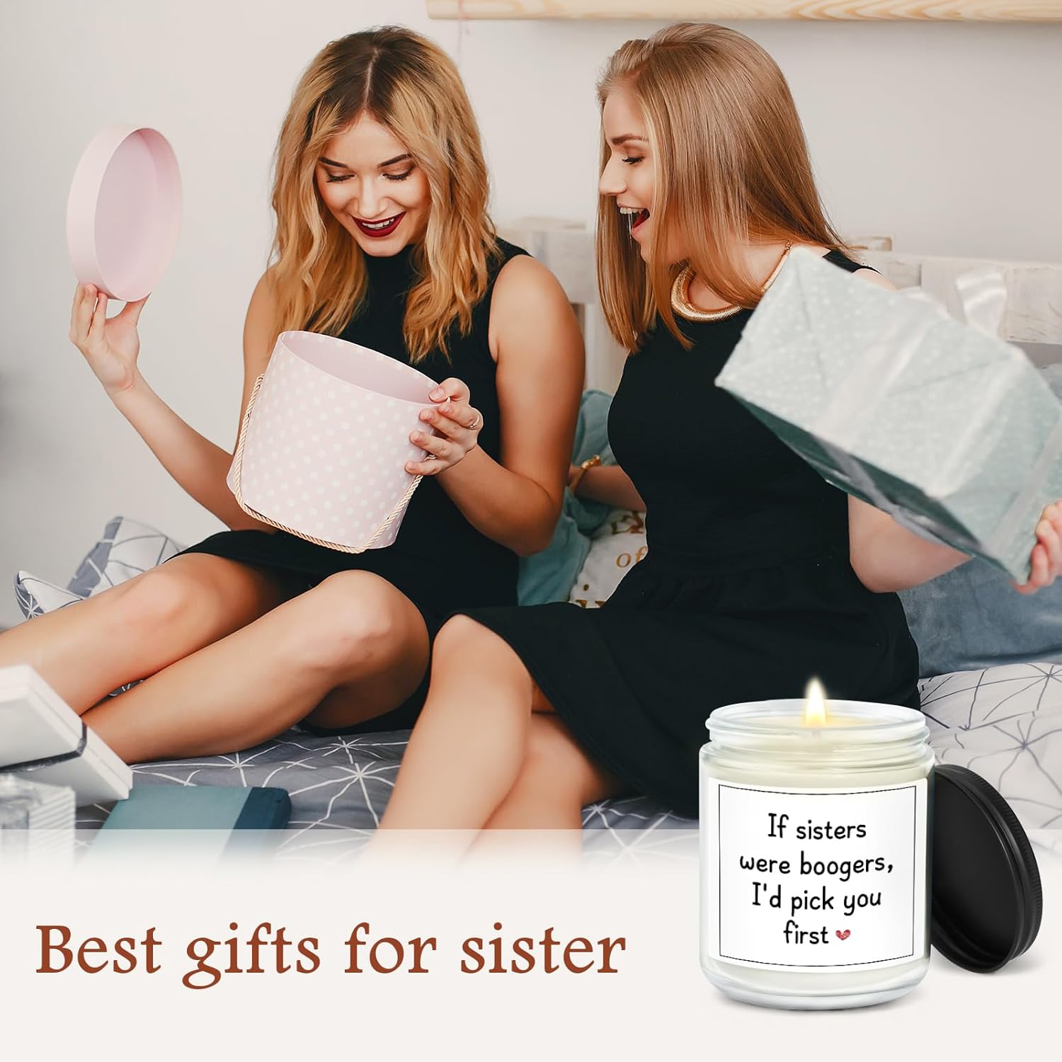 Sister Candle Gifts, Funny Sister Birthday Gifts - Happy Birthday Gift For Sisters From Sisters Brother, Handmade Candle Gift 7Oz