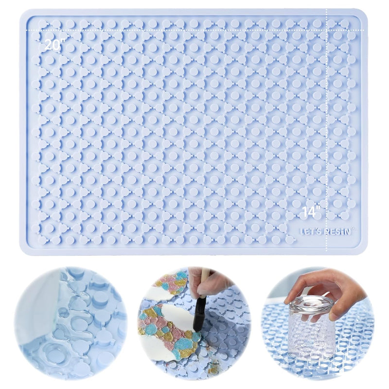 Premium Resin Collector Mat, 20" X 14"Large Easy Clean Silicone Mat For Crafts, Epoxy Resin,Placemat(Blue)