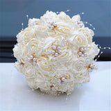 Handmade Rhinestone Bridal Bouquet Crystal Wedding Round Tossing Bouquet Artificial Flower Bunch For Bride Bridesmaid