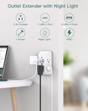 Surge Protector Outlet Extender 5 Outlets 4 USB Ports Night Light 1050J Wall Adapter White