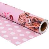 Reversible Pink Bow Wrapping Paper For Girls Women - Highland Cow, Cherry & Pink Polka Dot Gift Wrap For Birthday Wedding Baby Shower Holiday Party - 17 Inch X 20 Feet(Total 28.5Sq.Ft)