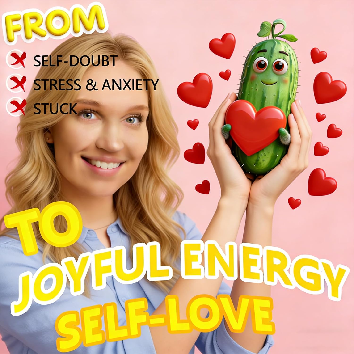 Positive Pickle Card, Pickle Gift, Affirmation Cards For Women, Emotional Support Pickle, Cute Valentines And Birthday Gift For Teen Girls, Daughter, Sister & Best Friend
