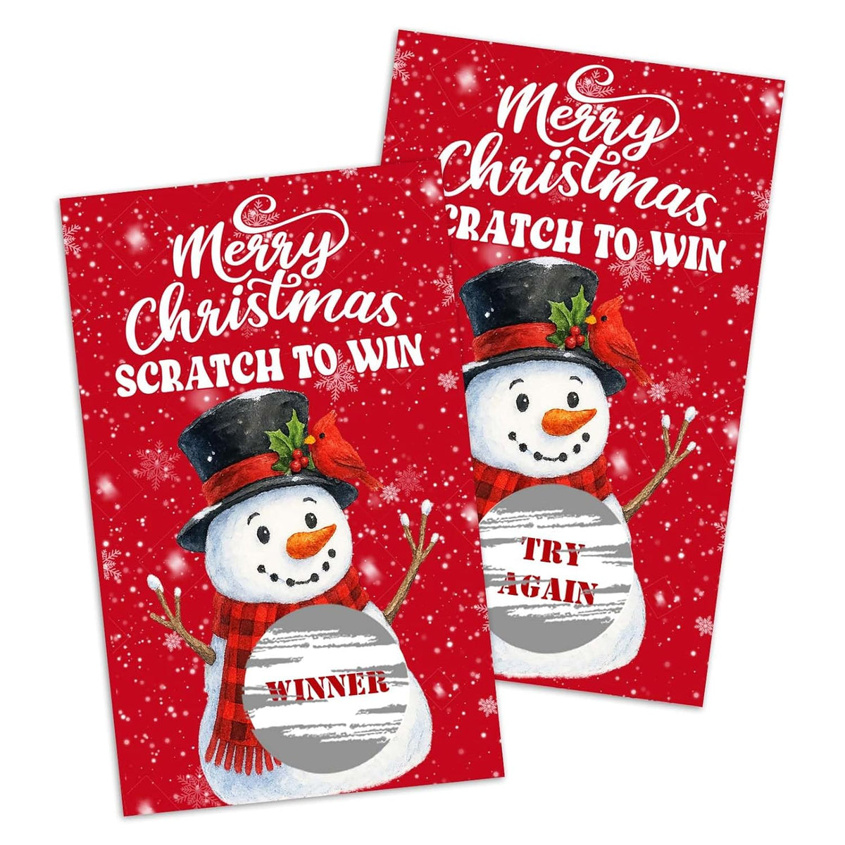 50 Pcs Christmas Scratch Off Cards With Stickers, Christmas Plaid Scarf Snowman Games For Family Party, Xmas Raffle Tickets For Group Game Prizes -C03