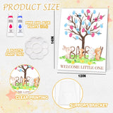Forest Gender Reveal Games, Gender Reveal Fingerprint Tree With Safari Animals Keepsake, Baby Shower Party Supplies, Thumbprint Desktop Sign With Stand
