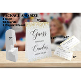 Candy Guessing Game Cards-1 Sign 8X11" And 50 Cards, Golden Dots How Many Game Sign, For Boys Girls Birthday Party, Baby Shower, Party Games Activities And Decorations 19