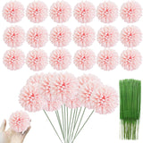 30 Pcs Artificial Chrysanthemums Heads Ball Flowers?Silk Chrysanthemum Ball Bouquet White Bouquets Hydrangea For Home Office Coffee House Parties And Wedding (Light Pink)