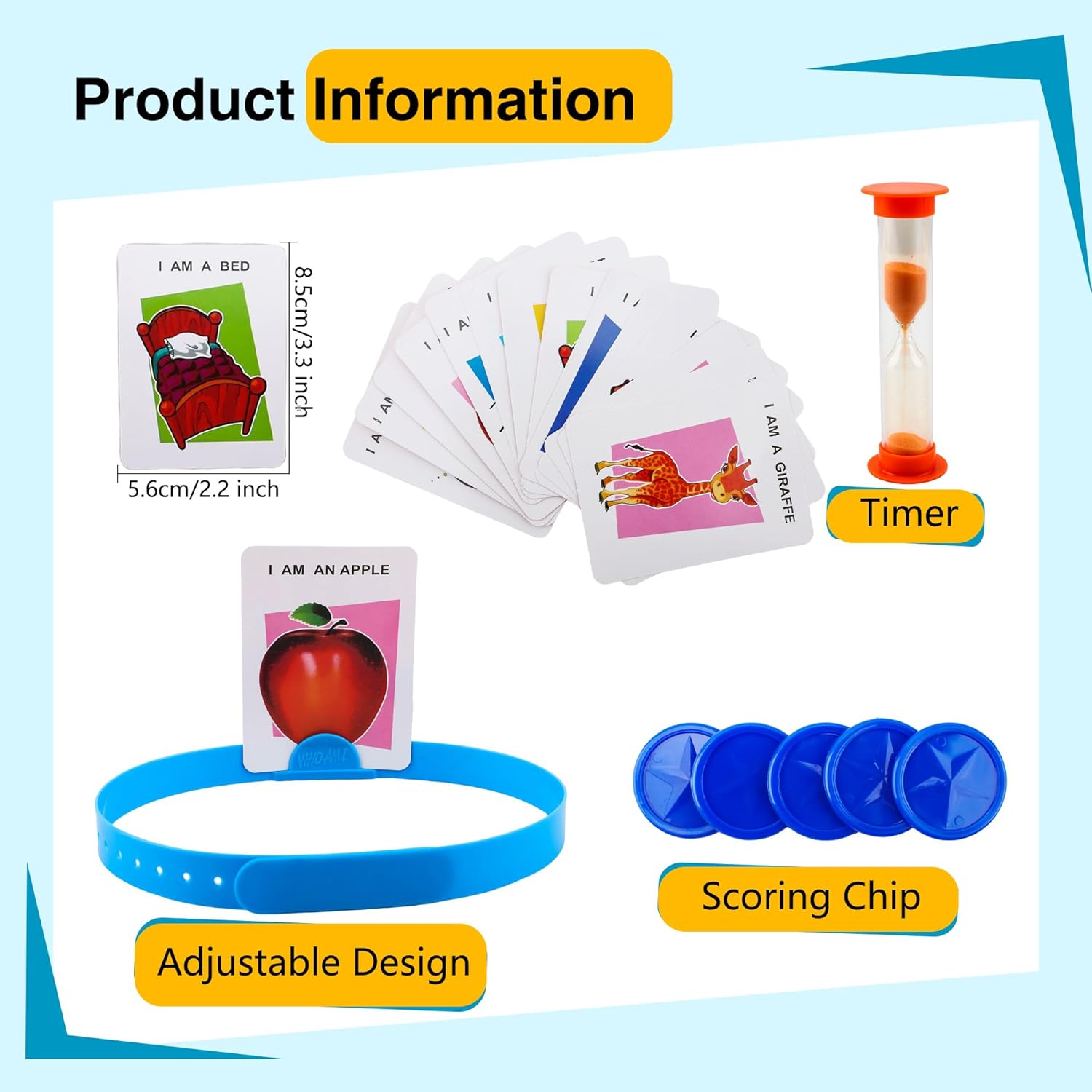 4 Set Headband Game Guessing Who Am I Game The Quick Question Game Set Include Headbands, Picture Cards, Scoring Coins, Sand Clock For Family Party