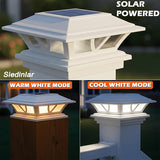 2 Pack Solar Post Lights Outdoor 2 Modes Warm Cool White Fence Deck Cap Lights