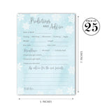 Snowflakes Prediction And Advice Cards - Pack Of 25 - Winter Wonderland Blue Boy Baby Shower Game, Wishes For Mommy & Daddy Message Baby It’S Cold Outside Activity Keepsake Frost Holiday G781-Pdav