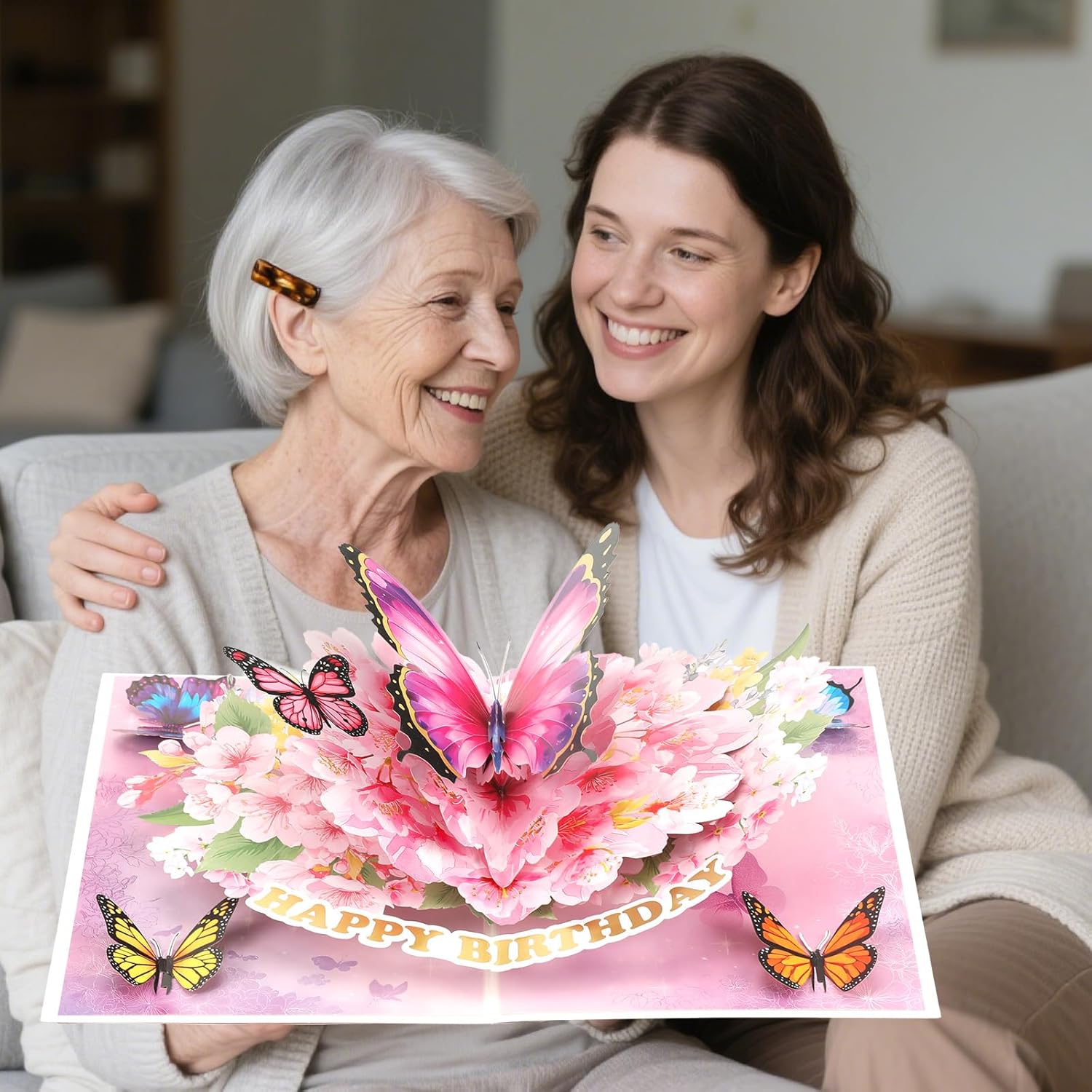 Pop-Up Butterfly Bouquet Birthday Card, 3D Pop-Up Birthday Cards For Mom, Wife, Girlfriend, Grandma, Sisters, And Daughter-In-Law