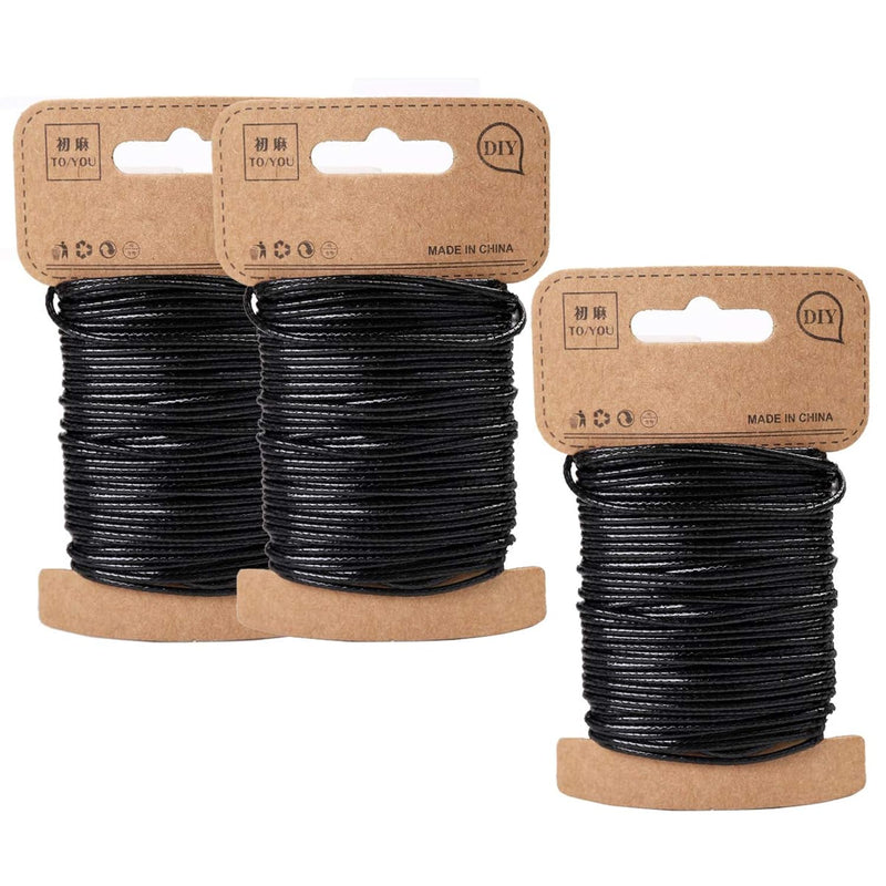 3Pcs 33Yards/30M 1.5Mm Round Leather Sewing Waxed Thread Cord String Rope For