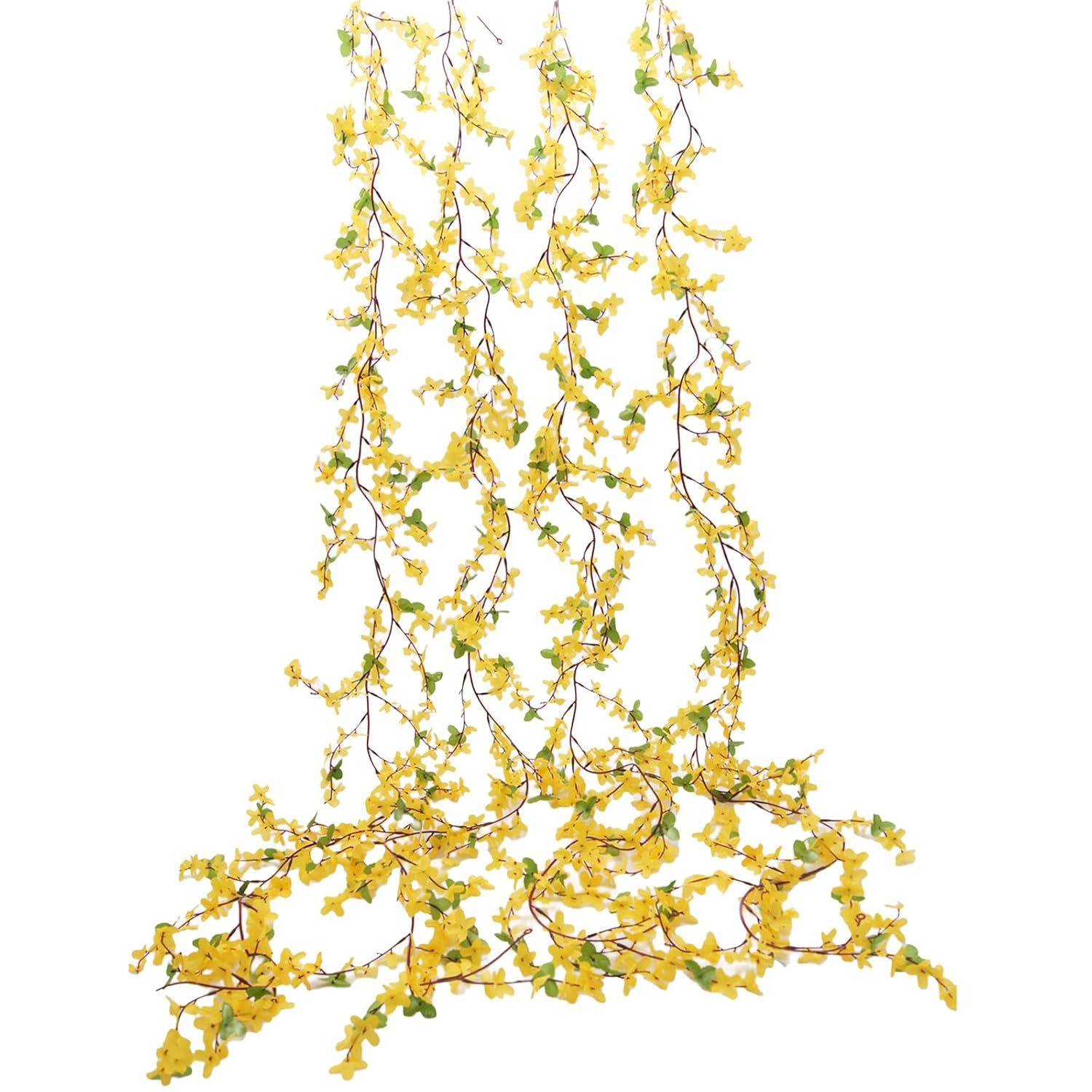 4Pcs Artificial Flowers Vine Spring Yellow Silk Flowers Garland Artificial Jasmine Vines For Decoration Fake Flower Vine Hanging Ivy For Home Indoor Outdoor Wall Party Wedding Arch