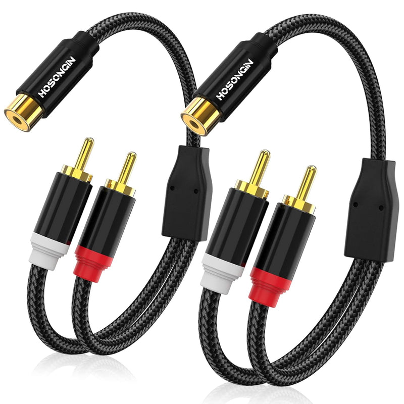 1Ft Rca Splitter 1 Female To 2 Male Y Adapter 2 Pack, Short Rca Audio Speaker