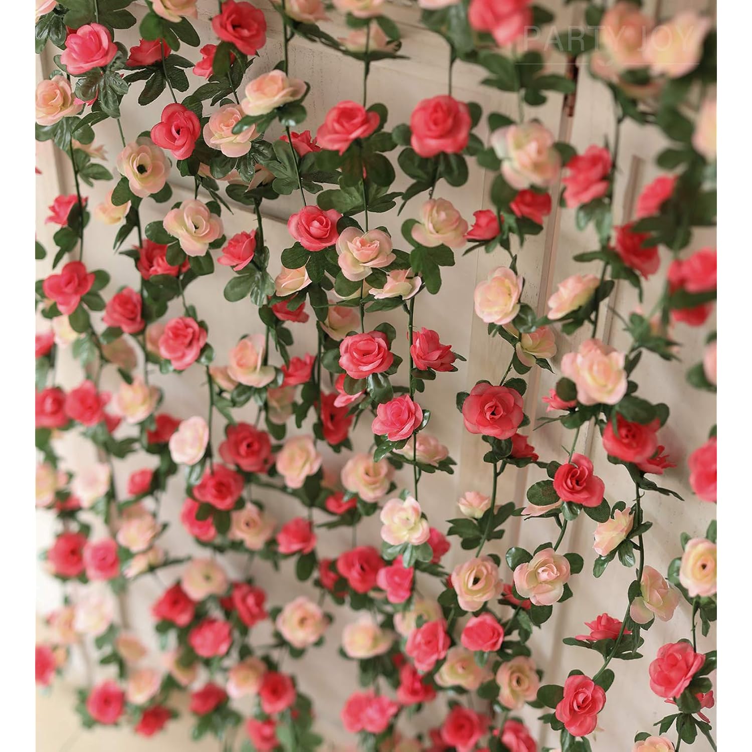 5Pcs 41Ft Flower Garland Fake Rose Vine Artificial Flowers Hanging Rose Ivy Hanging Baskets Wedding Arch Garden Background Decor (Pink, 5)