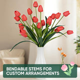 18.9 "Large Red Imitation Tulip Artificial Flowers, 15-Piece Pack. Perfect For Spring Weddings, Valentine'S Day, Easter, Mother'S Day, And Elegant Home And Table Vase Arrangements.