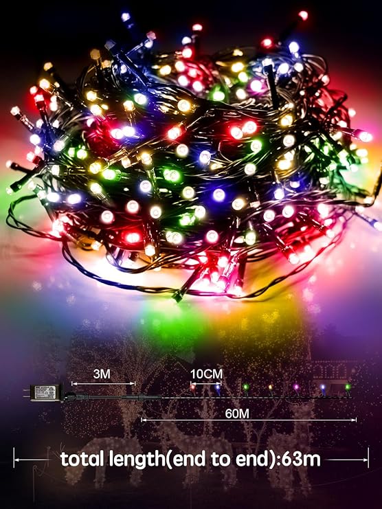 Christmas Car Multicolor Lights 213FT 600 Led Battery Operated Remote Control String Lights Waterproof 8 Modes