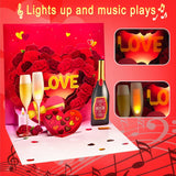 Valentine'S Day Cards, Anniversary Card Pop Up Card,Champagne Led Light & Music, Valentine Card For Women And Men, Music Playing Valentine- Accompaniment, Impresses Lovers