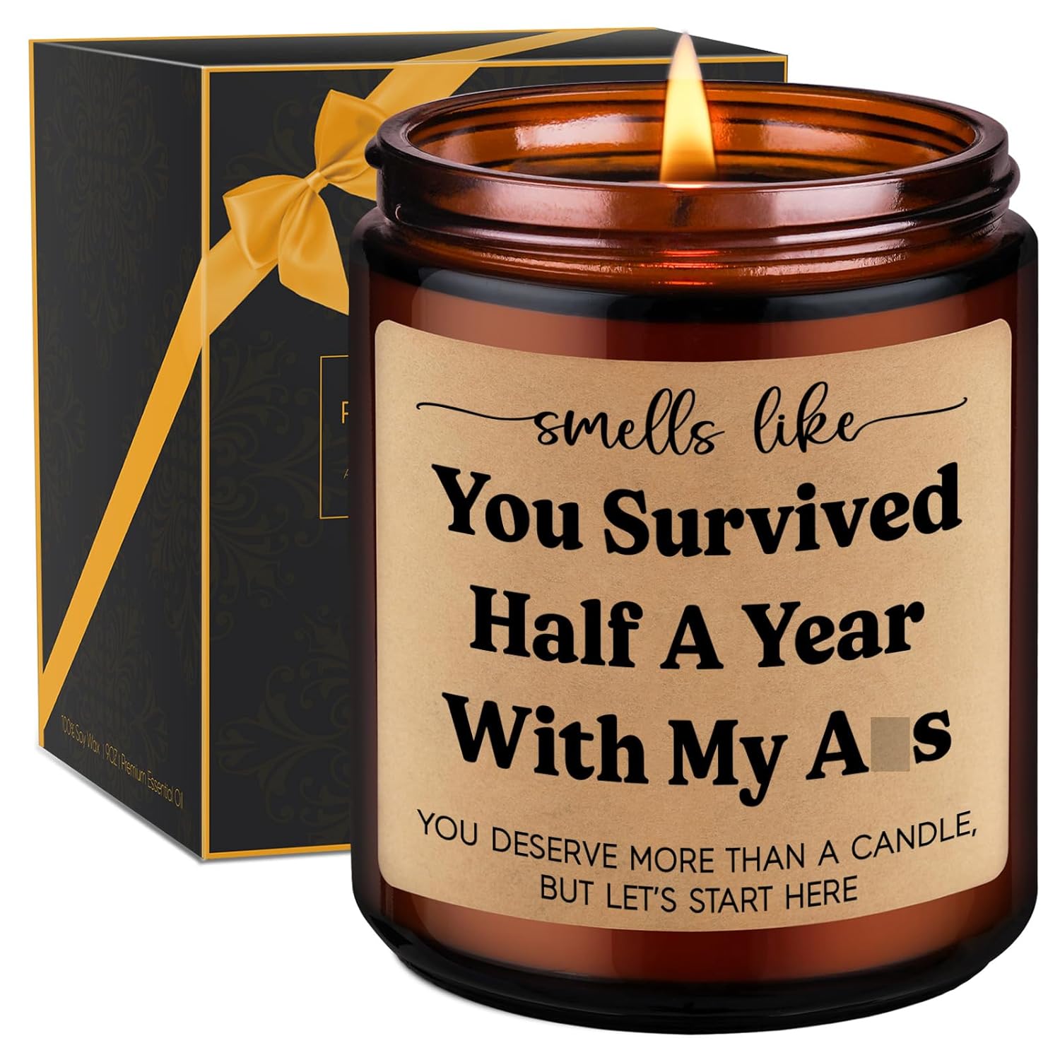 Scented Candle, 6 Month Anniversary Candle Gifts For Boyfriend, Girlfriend - Six, 6 Months Anniversary Wedding Gifts For Her, Him - Funny Half Year, Dating Anniv. Ideas For Husband, Wife, Couple