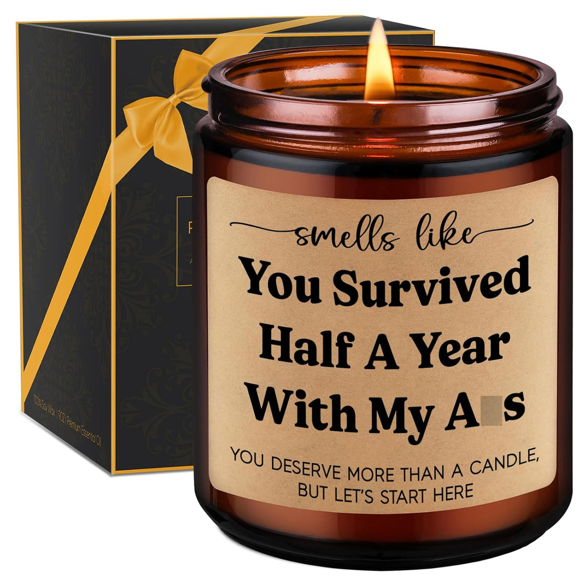 Scented Candle, 6 Month Anniversary Candle Gifts For Boyfriend, Girlfriend - Six, 6 Months Anniversary Wedding Gifts For Her, Him - Funny Half Year, Dating Anniv. Ideas For Husband, Wife, Couple