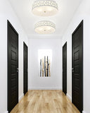 12 Inch Modern Flush Mount Ceiling Light White Metal Frosted Glass 2 Light Fixture