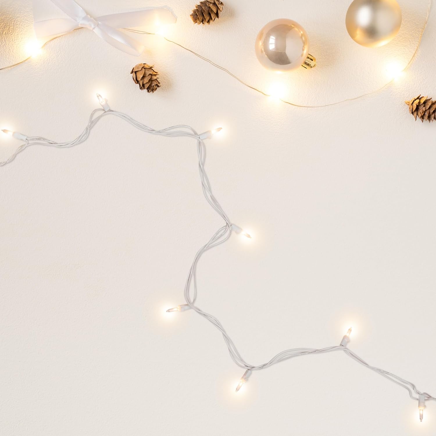 Mini Incandescent Christmas Lights - Clear - 4' White Wire - 10Ct