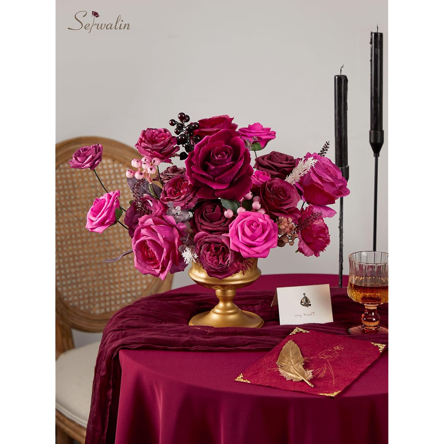 Artificial Flowers Dark Magenta Hot Pink Fake Wedding Flowers Silk Flowers Faux Cake Flowers For Diy Wedding Bouquets Centerpieces Home Decorations Baby Shower Floral Arrangements