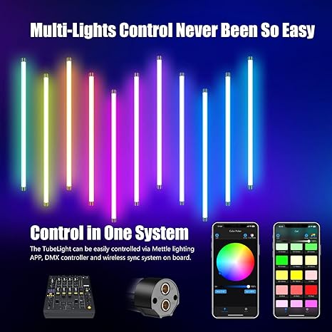 TLX2 RGB Tube Light 2FT Full Color Portable LED Video Light with App DMX Control