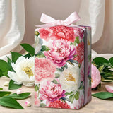 Floral Wrapping Paper Roll - Mini Roll - 17 Inch X 9.8 Feet - Red Pink Flower Wrapping Paper Perfect For Girls Women Birthday, Wedding, Bridal Shower