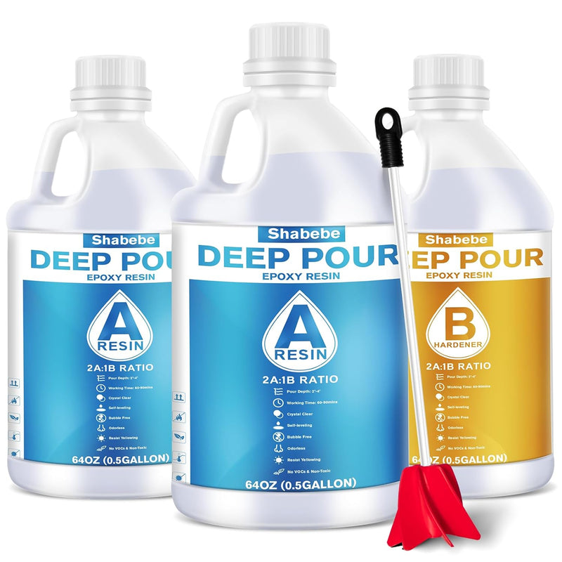 Deep Pour Epoxy Resin 1.5 Gallon, 2 To 4 Inch Depth Clear Epoxy Resin Kit With