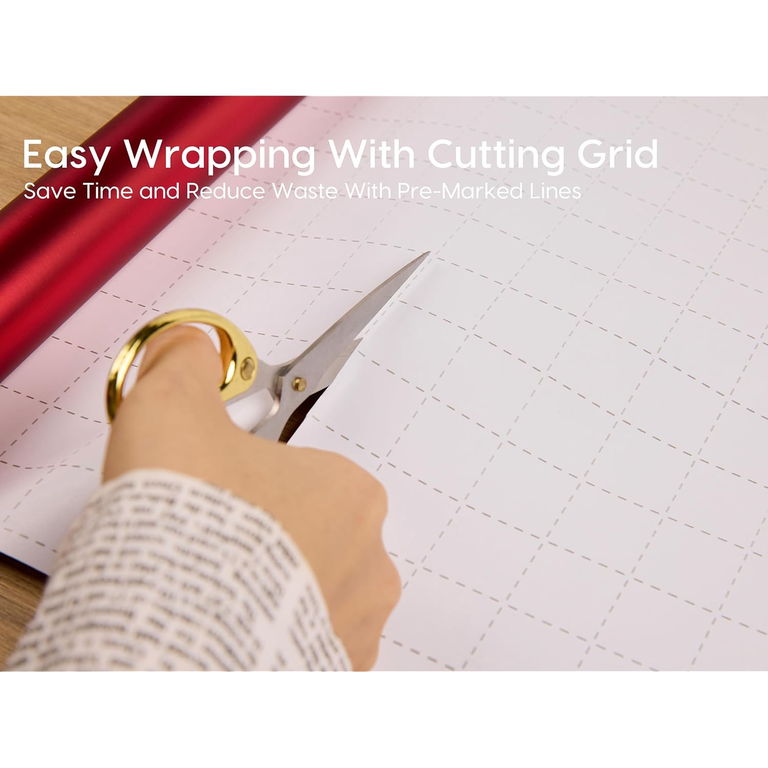 Red Christmas Wrapping Paper – Luxury Matte Red Metallic Gift Wrap Roll, 17" Tear-Resistant Wrapping Paper For Christmas Presents & Gift Wrapping