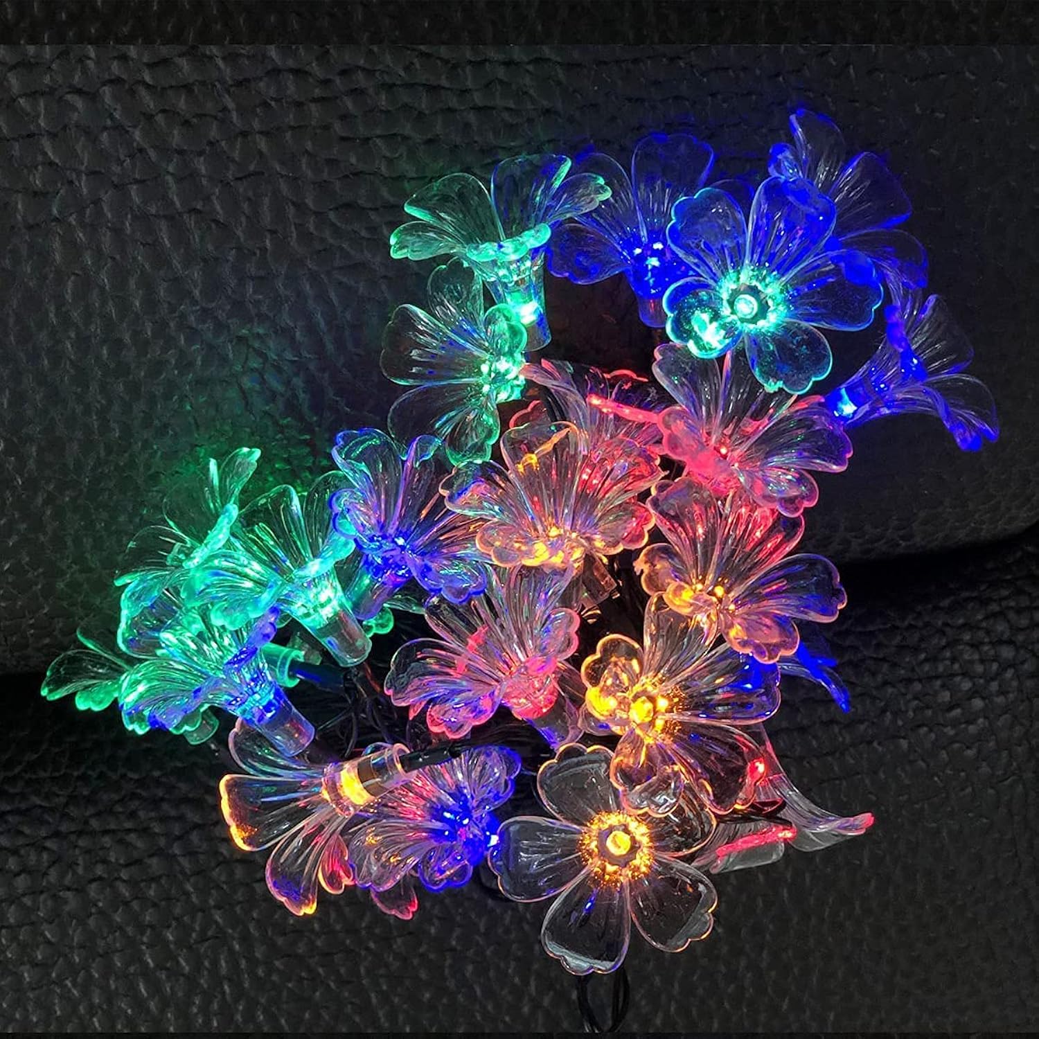 Solar Morning Glory Fairy String Lights, 21Ft/6.35M 30 Led Flower Lights Waterproof String Lights For Gardens Homes Wedd