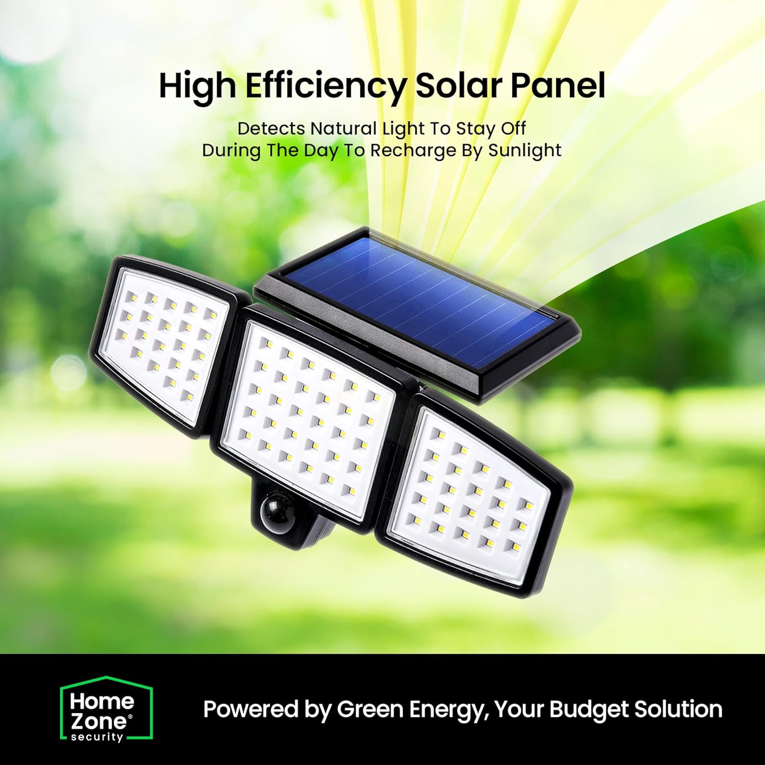 Security 2 Packs Solar Flood Lights Outdoor Motion Sensor 120 Degrees Wide Angle, Waterproof Powered For Garden Yard Pathway, 3500K Warm White 1000 Lumens, Adjustable Triple Head No Wiring
