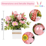 Easter Decorations, 2 Pcs Easter Artificial Flower Egg Potted Table Decorations, For Home Farmhouse Fireplace Holiday Spring Summer Indoor Party Decor. (Pink)