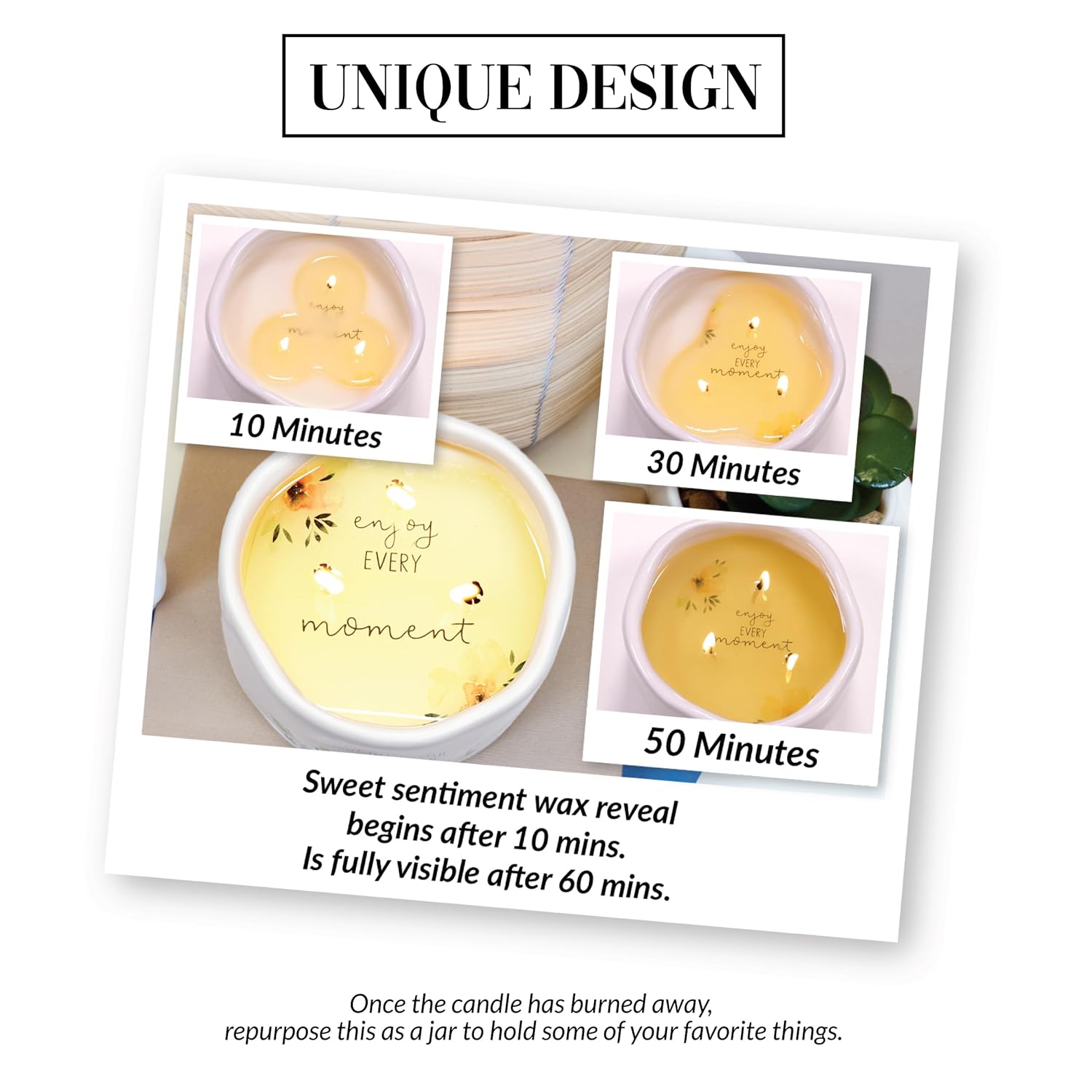 Pavilion Gift Company – Always Believe - 8-Ounce Surprise Hidden Message Natural Soy Wax Candle Floral Scented, 1 Count, 4.5 x 4.5 x 2.75-Inches