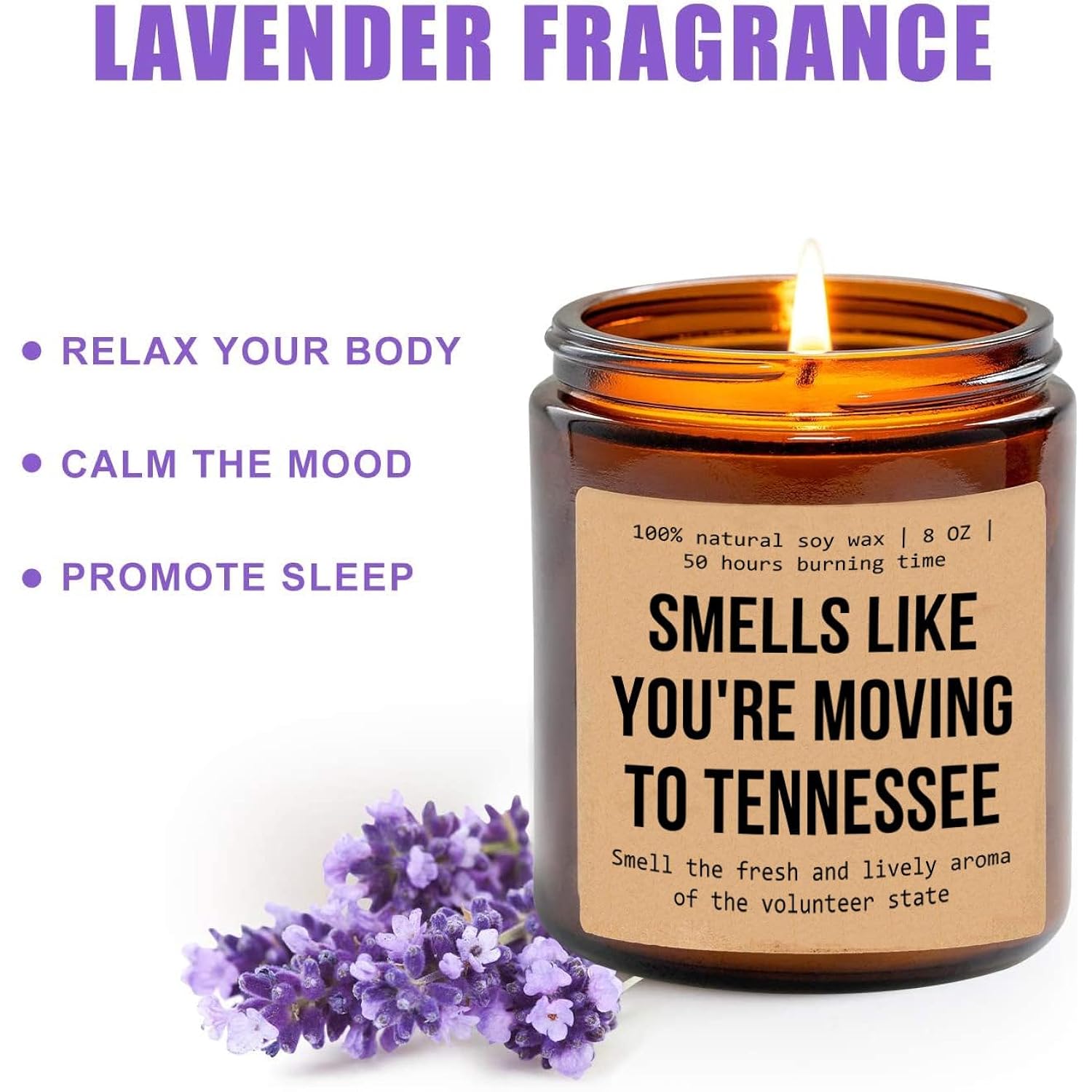 Smells Like You'Re Moving To Tennessee Candle - Moving To Tennessee Gift - Tennessee Housewarming Gift - Aromatherapy Glass Candle Jar - Non-Toxic Ingredients