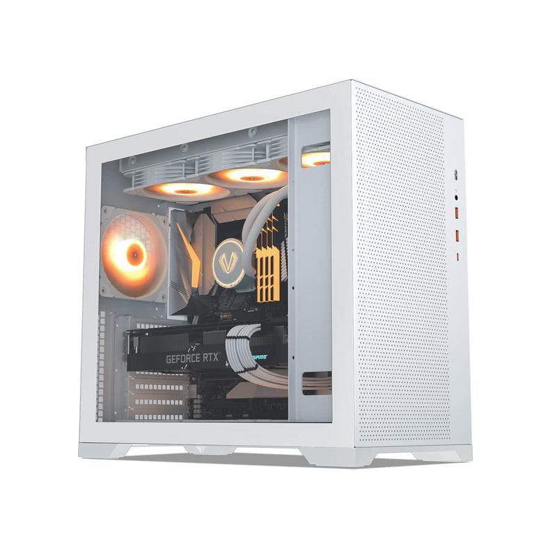 Vetroo AL-MESH-7C White Compact ATX PC Case, Front Power Supply, Top 360mm Rad