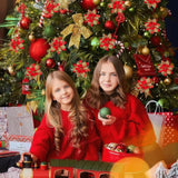 12 Pcs Christmas Glitter Poinsettia Flowers With Clips Stems Xmas Tree Wreaths Garland Decoration Ornaments Artificial Floral Picks Decor For Diy Wreath New Year Wedding Home Party (Red Gold)