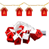 Christmas Lights, 6.56 Ft 10 Led Christmas Wooden House String Lights Battery Operated Xmas Tree Hanging Ornament Lights