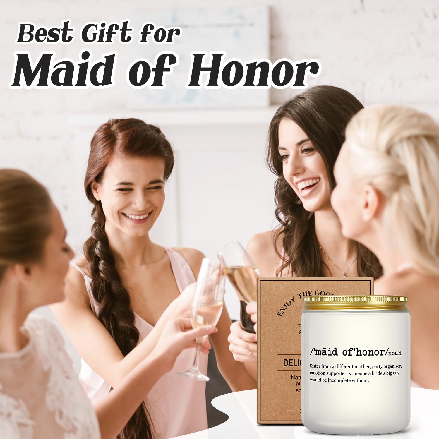 Maid Of Honor Candle, Bridesmaid Candle Gifts, Maid Of Honor Proposal Gifts, Maid Of Honor Gift For Friends Sisters From Bride On Wedding Day, Lavender Scented Candles