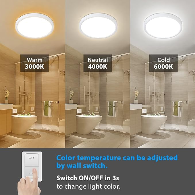 8.7 Inch Dimmable LED Ceiling Light with Remote 3000K-6000K Flush Mount Fixture