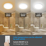 8.7 Inch Dimmable LED Ceiling Light with Remote 3000K-6000K Flush Mount Fixture