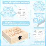 50 Pcs Double Side Fall Baby Prediction And Advice Game Cards With Wooden Keepsake Box Floral Pumpkin Thanksgiving Day Game Cards(Blue Snowflake)