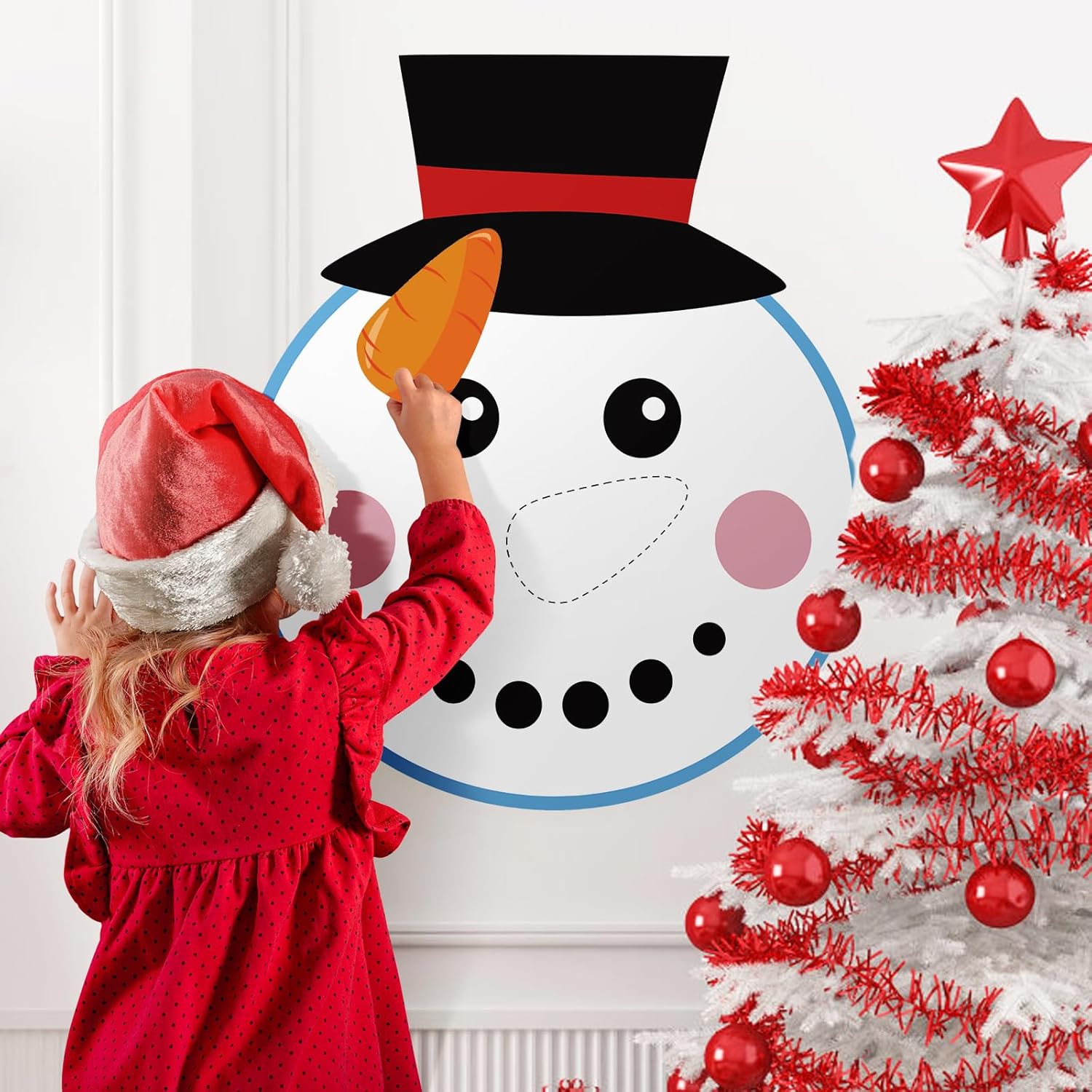 Pin The Nose On The Snowman Games With 20 Pcs Nose Stickers, Large Christmas Snowman Games For Kids Christmas Party Decorations Christmas Party Games Supplies