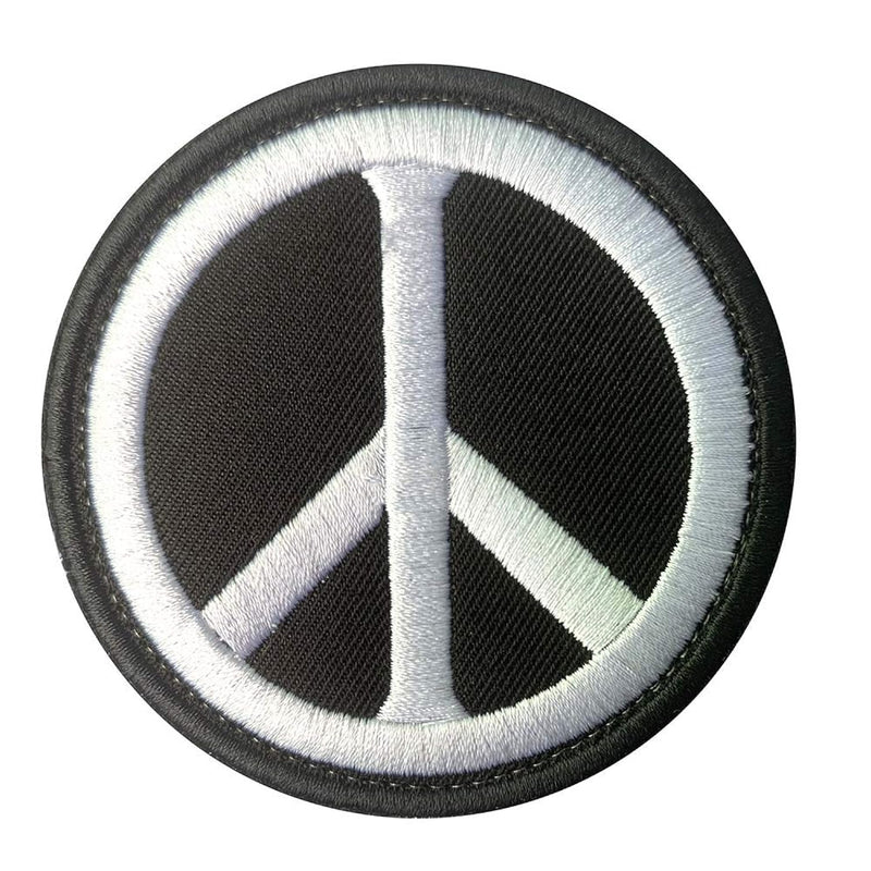 Black World Peace Sign Logo Applique Fastener Hook And Loop Military Badge Pat