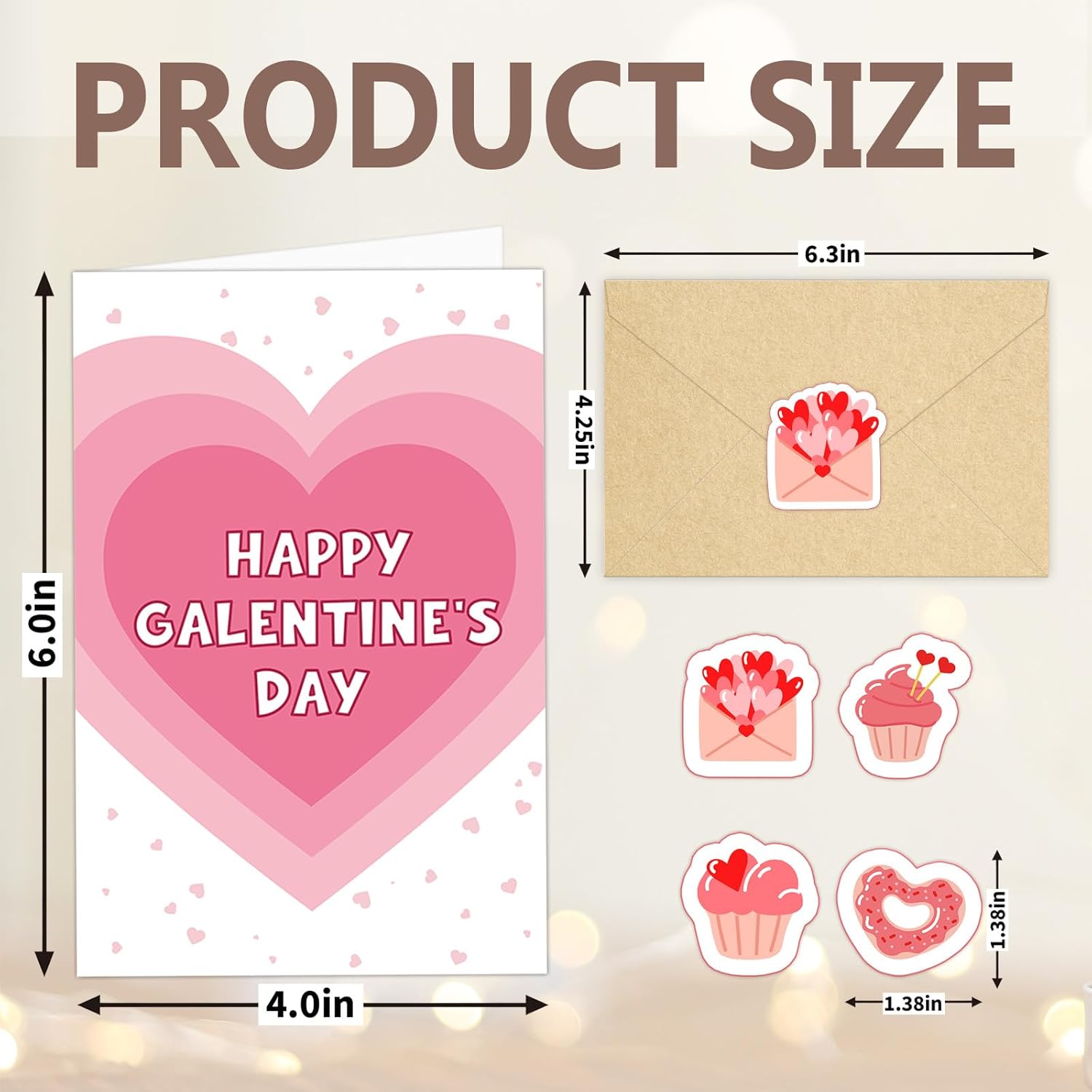 24 Sets Happy Galentines Day Cards For Bestie Sister Friends, Boxed Pink Valentine'S Day Cards For Woman Her, 6 Heart Designs Love Note Card With Envelopes, 4X6 Inch