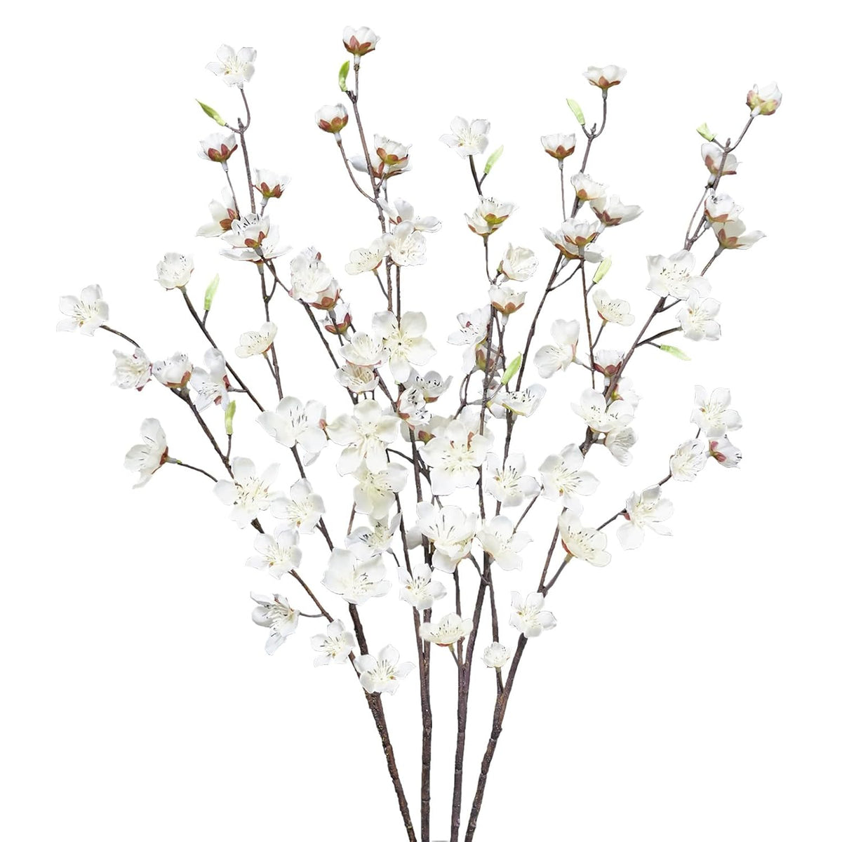 4Pcs Artificial Cherry Blossom Flowers 28‘’ Tall Silk Cherry Blossom Branches Faux White Peach Stems For Wedding Home Garden Vase Decor
