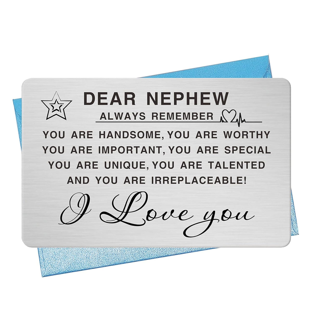 Nephew Gifts, Nephew Inspirational Engraved Wallet Card