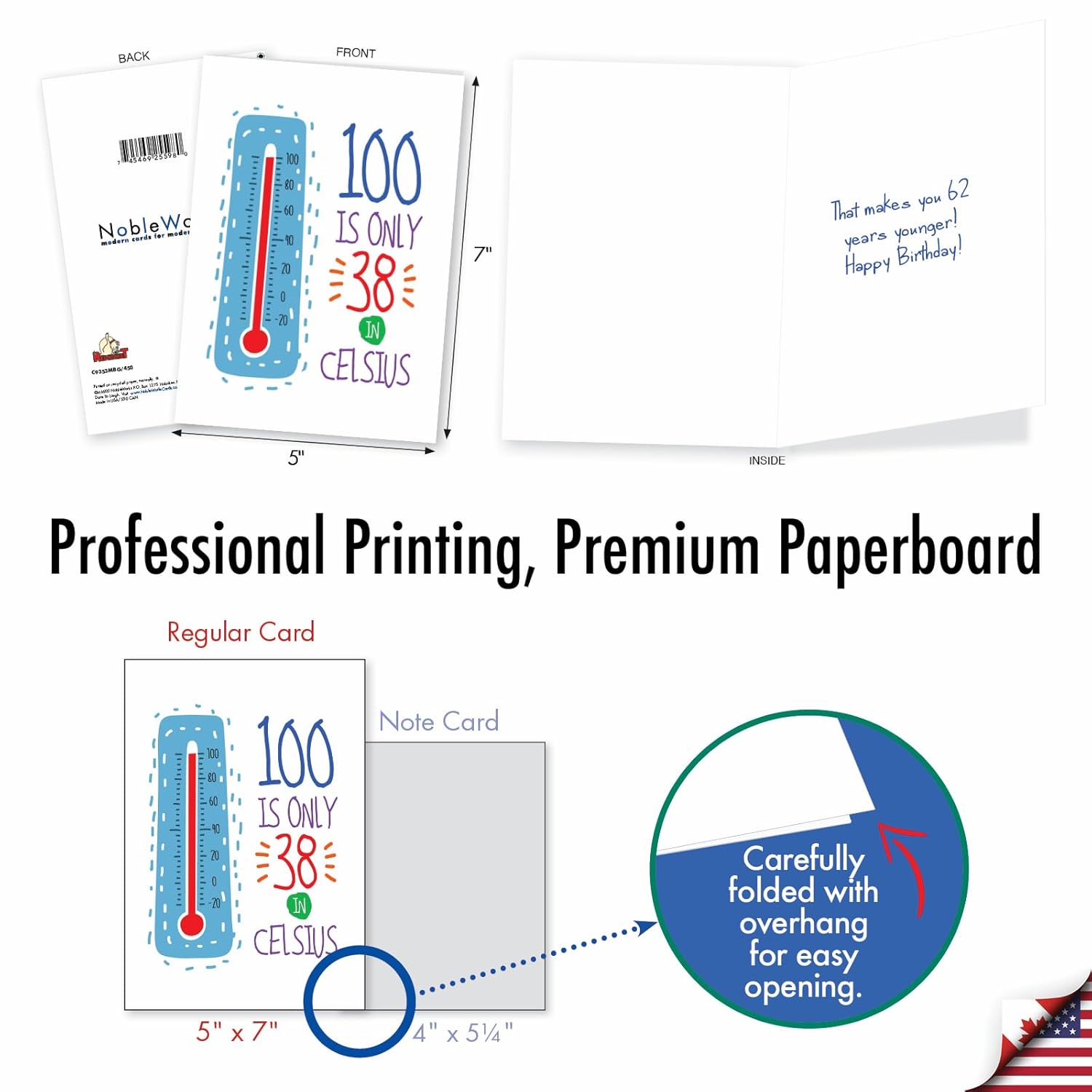 - Funny 100Th Birthday Card With Envelope - Celebrate 100 Year Old Seniors Milestone, Humor Greeting Card For Grandparents - In Celsius 100 C9353Mbg