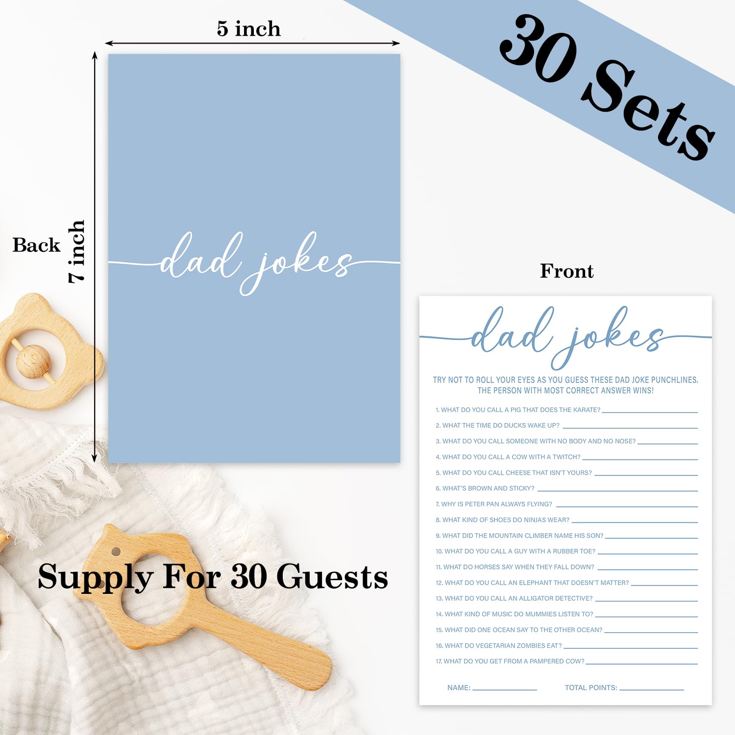 Baby Shower Games For Boy Or Girl - Dad Jokes, Gender Reveal Games, Baby Shower Activities, 30 Cards -Bbg07