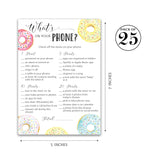 Donut Baby Shower Games — What'S On Your Phone Baby Shower Game — Pack Of 25, Doughnut Theme Baby Shower, Couples Co-Ed Shower Activity G850-Phn